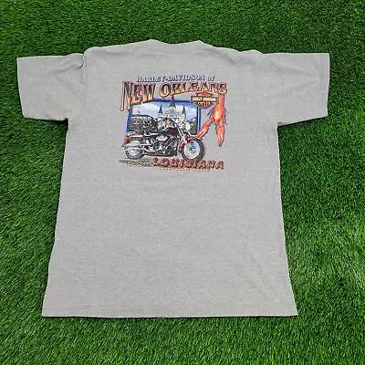 Vintage 2002 Harley Davidson Shirt Mens Large 21.5x27 New-Orleans Louisiana Gray • $15.68