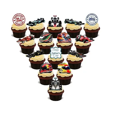 30 FORMULA ONE FATHERS DAY F1 FLAT STANDUP PREMIUM RICE CARD Edible Cake Toppers • £6.87