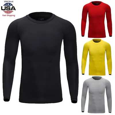 Men Women Thermal Long Sleeved Sports Top Casual Stretch Bottoming Shirt T-shirt • $13.59