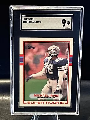 Michael Irvin 1989 Topps #383 Rookie Card Dallas Cowboys SGC 9 • $24.99