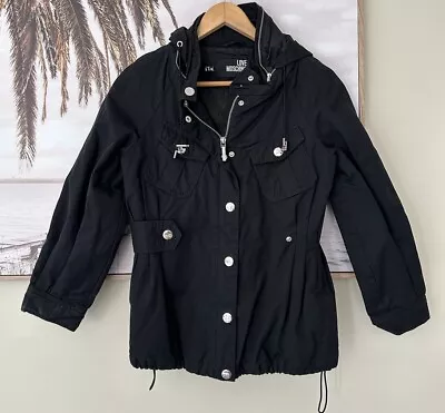 MOSCHINO Black Long Sleeve Hooded Jacket Coat Size US 4 AU/UK 8 • $102.98