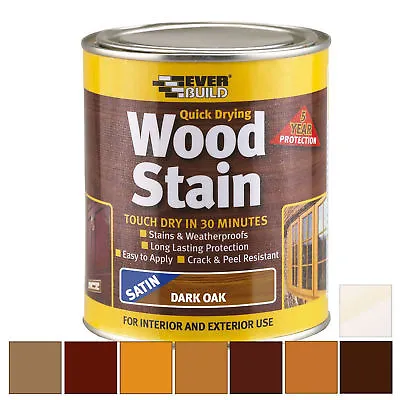 Everbuild Wood Stain | Indoor & Outdoor | Quick Drying | All Colours 250ml 750ml • £10.99