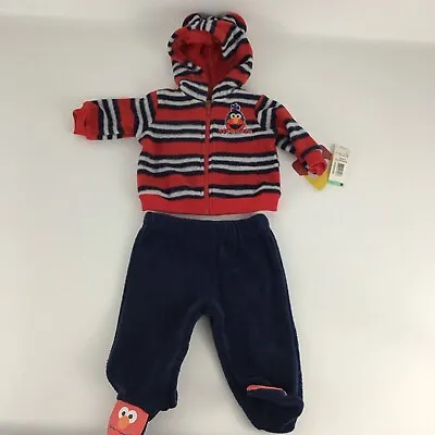 Sesame Street Newborn Size Baby Elmo Zip Up Hoodie Jacket Footed Outfit Set NEW • $23.96