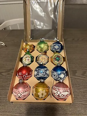 Set Of 12 Vintage Multicolored Coby Christmas Tree Glass Ornaments USAMade • $59.99