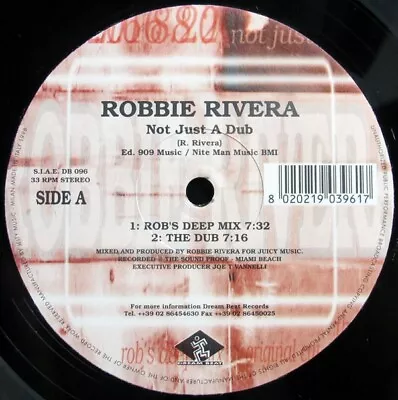 Robbie Rivera - Not Just A Dub (12 ) • £10.49