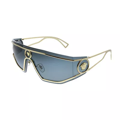 New Versace VE 2226 100287 Gold Metal Shield Sunglasses Grey Lens • $173.77