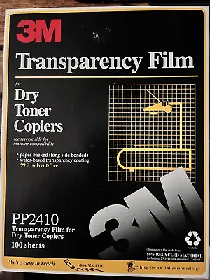 $19.99 • Buy 3M PP2410 Transparency Film For Dry Toner Copier 100 Sheets 8.5x11.