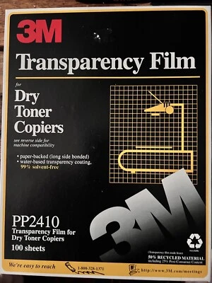 $19.99 • Buy 3M PP2410 Transparency Film For Dry Toner Copier 100 Sheets 8.5x11.