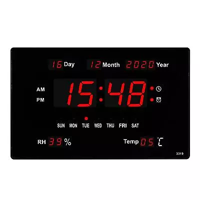 Digital Wall ClockLarge Display Calendar Alarm Day Clock With Date And Day Of • £24.76