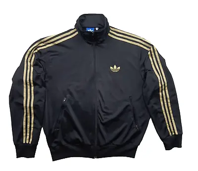 Adidas   Black  Gold Jamaica Rasta  Tracksuit Jacket Track Top Vintage Size XL • $59