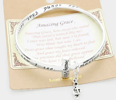 AMAZING GRACE Mobius Bracelet-Cross In Center Music Cross Charm-Bookmark Also • $15.99