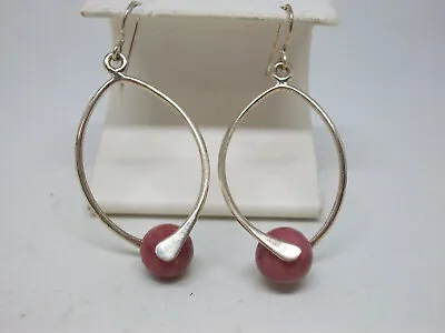 Vintage Mexican Sterling Silver & Pink Rhodonite Earrings - 47 Mexico 925 • $30