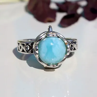 Poison Larimar 925 Sterling Silver Poison Ring Size 8 Best Women Gifting Ideas • $47.59