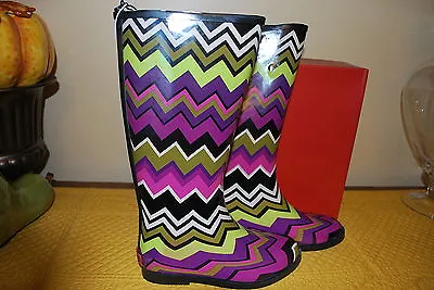 NEW IN BOX MISSONI FOR TARGET GIRLS VENETIAN ZIGZAG PURPLE RAIN BOOTS Size 3 • $69.99