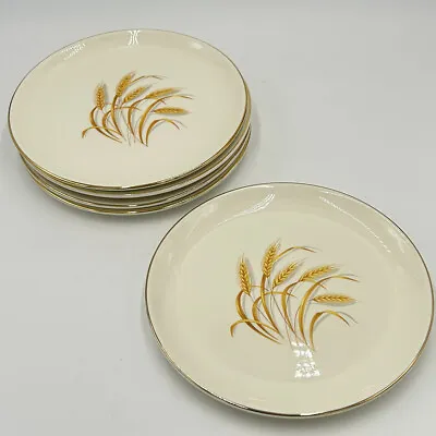 Homer Laughlin China 22 K Golden Wheat Pattern Dessert Bowls Set Of 5 Vintage • $39.99