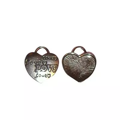 10 X Love Heart Charms Jewellery Making Pendants Crafts Tibetan Silver • £2.09