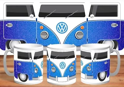 Volkswagen Bus Kombi Blue Glitter Design  Coffee Mug Birthday Gift • $22.99