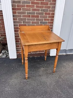 Vintage Wood Slant Top Writing Desk Top Lift School Office Furniture • $100