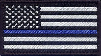 £2.67 • Buy Police The Thin Blue Line Woven Badge Patch USA Stars And Stripes 8.2cm X 4.5cm