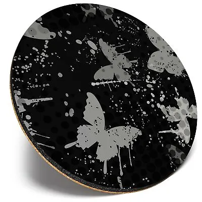 £3.99 • Buy Round Single Coaster  - BW - Painted Funky Butterflies  #35635