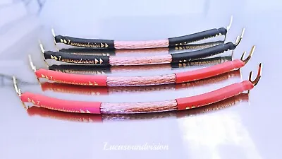 VAN DAMME Hi-Fi Series LC-OFC (4mm Diameter) SPEAKER JUMPER CABLES X4 (A Pair) • £18