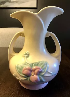 Vintage Hull Art Pottery Magnolia Vase USA W8-7.5 Yellow Floral Double Handle • £19.29