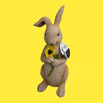 Martha Stewart Home Seasonal Resin Easter/Spring Bunny Holding Yellow Pansy • $30