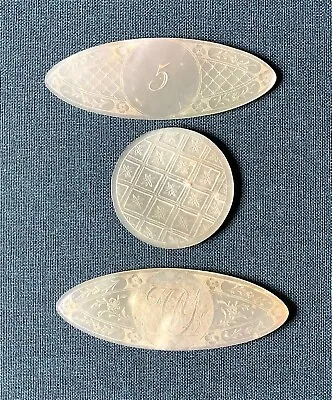 Three Large Antique Chinese Mother Of Pearl Gaming Counters • $25.27