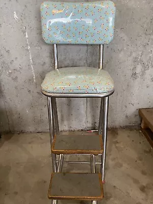 Vintage Mid Century Modern METAL Farm House Folding Step Stool Chair Cosco? READ • $125