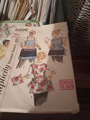 Vintage Simplicity 3206 Cobblers Apron Pot Holder Pattern Size 10-12 Cut 1950s • $0.25