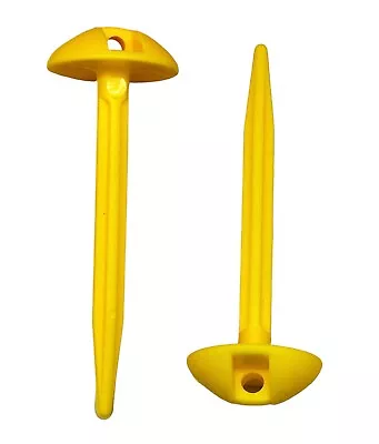 £15.20 • Buy 100 X Plastic YELLOW Ground Sheet Pegs. Peg Down Garden Membrane Gardening