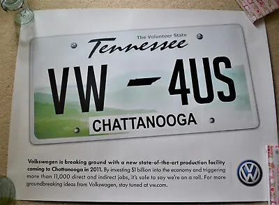 Volkswagen Poster ~ New Chattanooga Plant ~ VW4US ~ Tennessee ~ NEW EC • $3.99