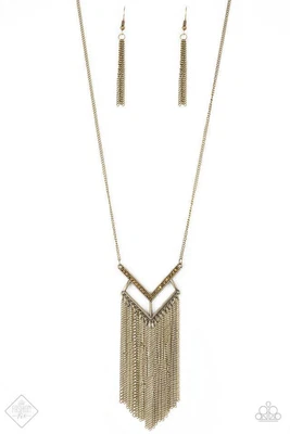 $3.09 • Buy Paparazzi V Shape Neckalce Aurum Rhinestones Womens/ Alpha Glam - Brass
