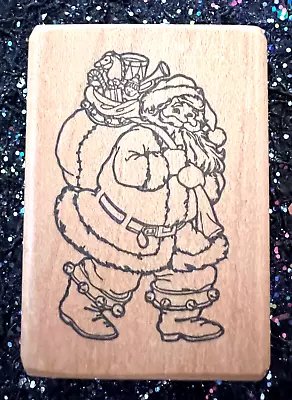 Vintage Rubber Stamp  Santa With Toys  By Timeless Images   *2 1/2 X 1 3/4  • $6.25