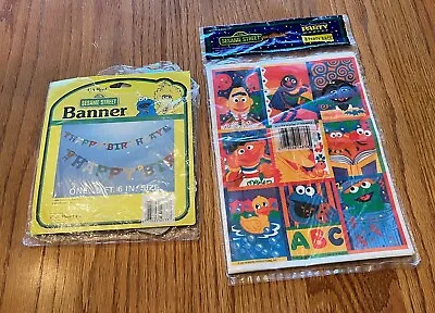 Sesame Street Birthday Banner 1984 And NIP Sesame Street Party Bags Plastic 8 • $9.99