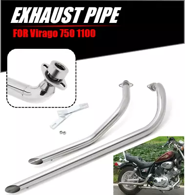 Polish Stainless Steel Exhaust Pipe Silencer For YAMAHA Virago 750 XV750 XV1100 • $273.91