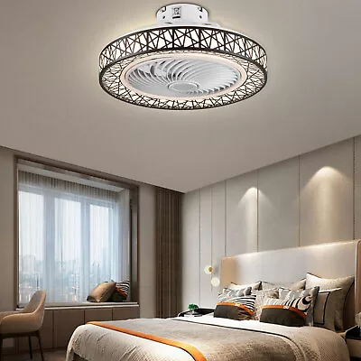 23  Modern Invisible Ceiling Fan Light LED Chandelier Dimmable Lamp W/ Remote  • $69.36
