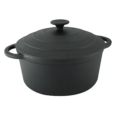 £29.99 • Buy Cast Iron Casserole Dish Black Pre-Seasoned Oven Proof Pot Lid 5L Induction Pan