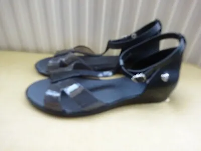 Melissa  - ( Mel ) Size 5  Black Flat Ankle Strap Jelly Sandals • £13