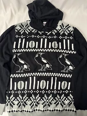 Collingwood Magpies AFL Ugly Xmas Jumper With Hood Size Large • $40