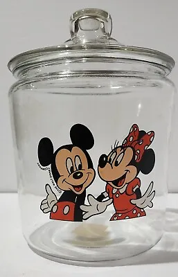 Mickey & Minnie Mouse Glass Cookie Jar Walt Disney Anchor Hocking USA 1 Gallon • $39.99