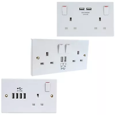 13 Amp Twin Socket Usb Charger White Plastic Single Dual And Quad • £13.45