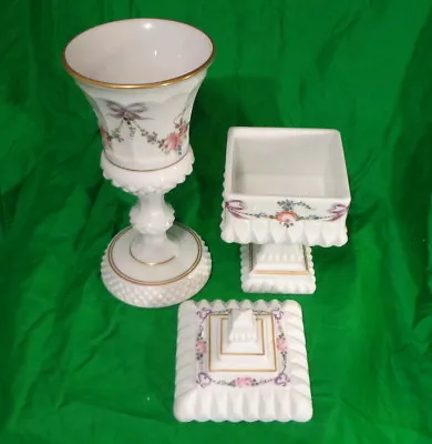 Westmorland Hand Painted Milk Glass Wedding Compote Candy Dish & Urn • $135.69