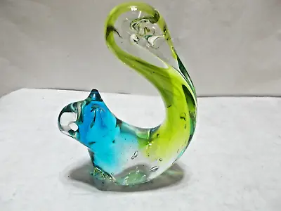 Vintage Murano Art Glass Blue Green Squirrel With Bubbles 4.75  Tall • $14.99