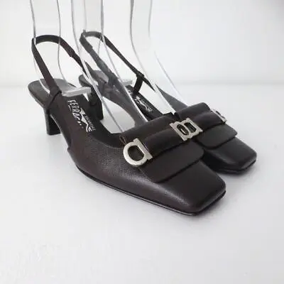 SALVATORE FERRAGAMO Women's Shoes Size 8B NEW Leather Gancini Sling Back • $525