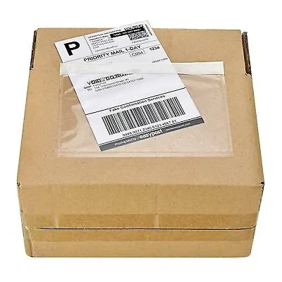 5.5''x7.5'' Clear Packing List Envelope Adhesive Shipping Document Label Pouches • $12.43
