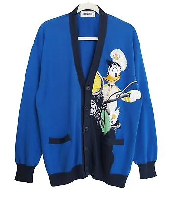 ICEBERG Disney Vintage 1992 Donald Duck Men's Cardigan Cotton Blue Size 4 US XL • $260