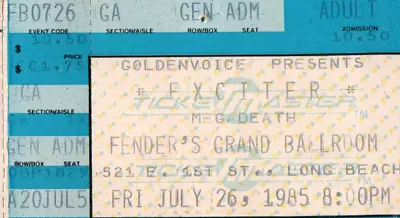 Exciter Megadeth Vintage Ticket Stub • $20