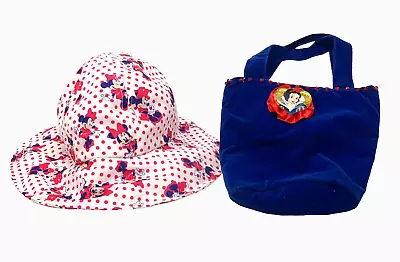 DISNEY Girls Toddler Kids Minnie Mouse Floppy Sun Hat Velvet Snow White Purse • £5.74
