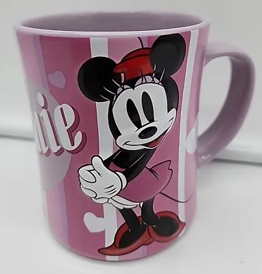NEW DISNEY STORE Minnie Mouse Coffee Mug 16 Oz Cup 3d Embossed Pink Purple Heart • $24.95